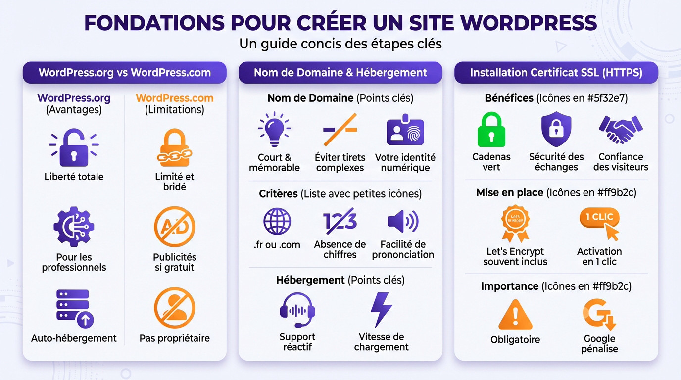 Fondations techniques et choix hébergement pour créer un site WordPress