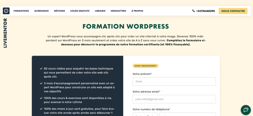 
Formation wordpress Livementor
