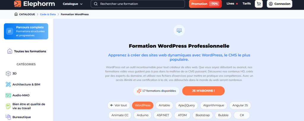 Formation wordpress Elephorm