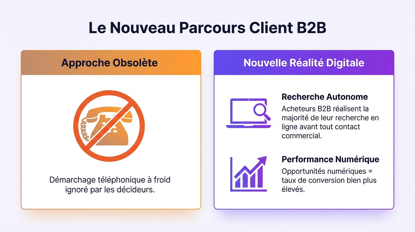 Schéma illustrant l'évolution du parcours d'achat B2B vers le digital