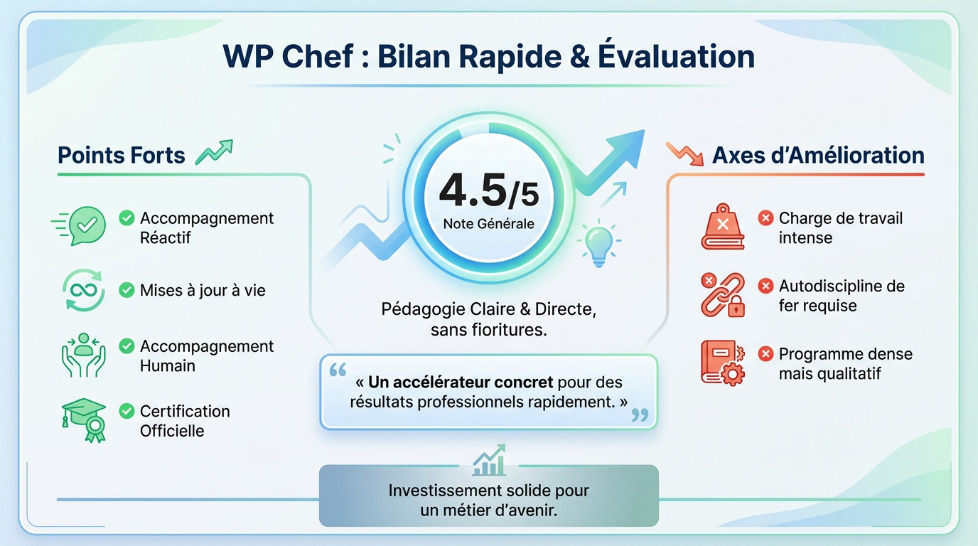 Résumé avis WP Chef formation WordPress et note globale