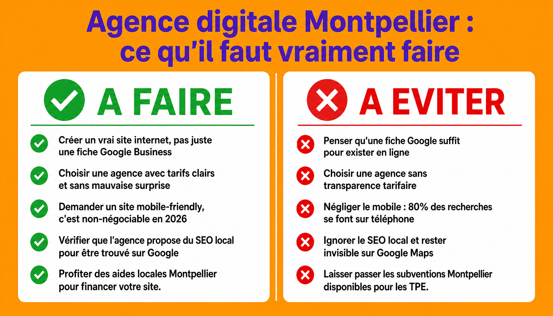 Infographie agence digitale montpellier clickzou : bonnes pratiques et erreurs à éviter pour TPE PME