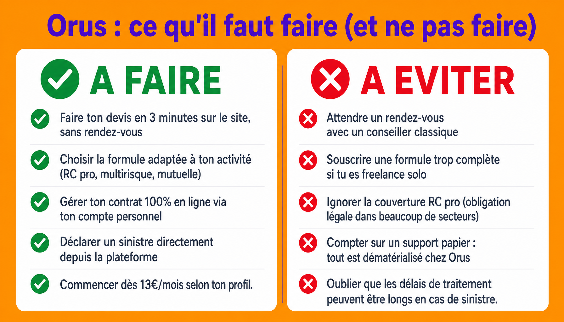 Guide pratique Orus assurance pro : bonnes pratiques et pièges à éviter pour indépendants