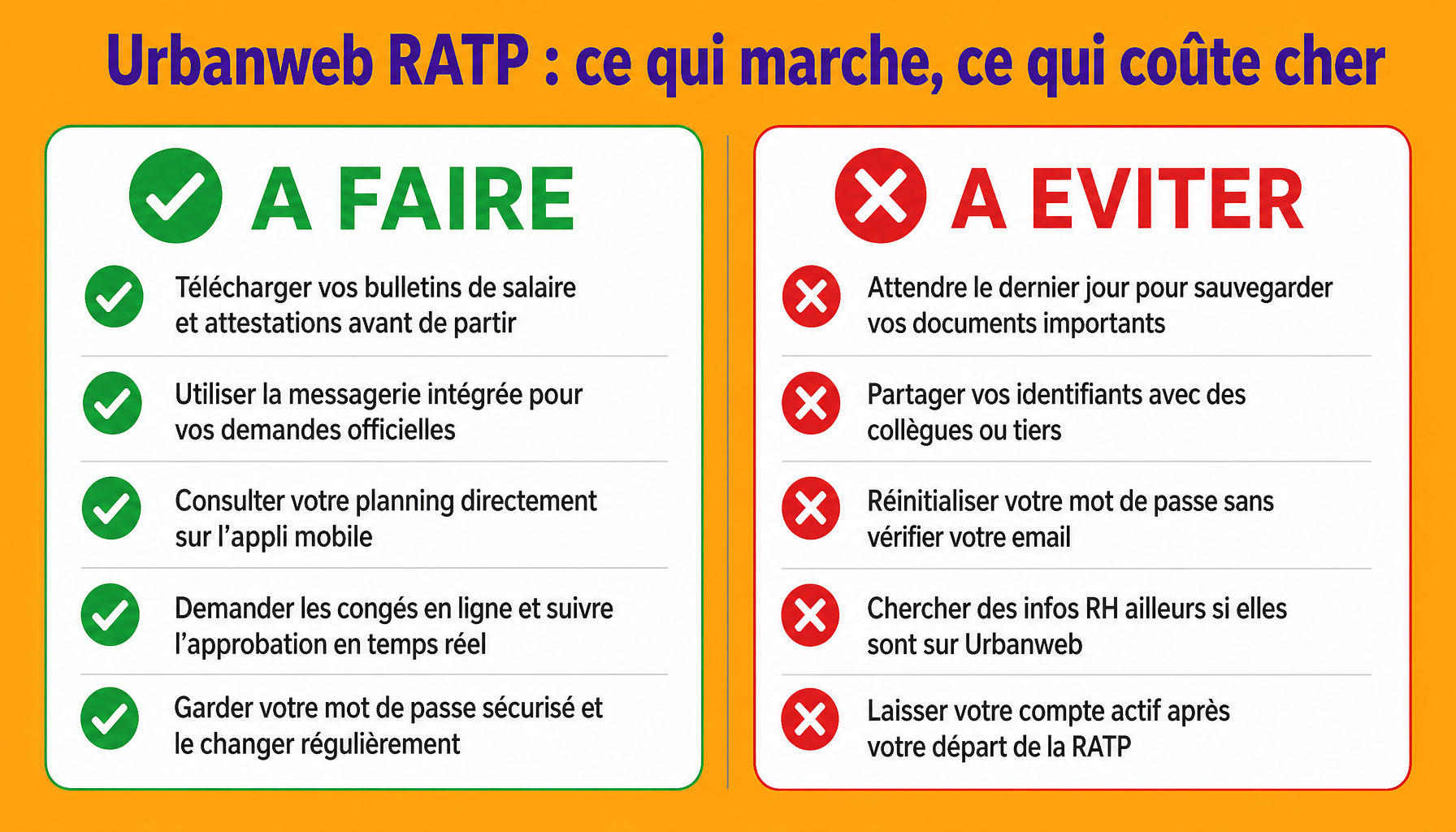 Guide pratique Urbanweb RATP : bonnes pratiques et erreurs à éviter pour les employés