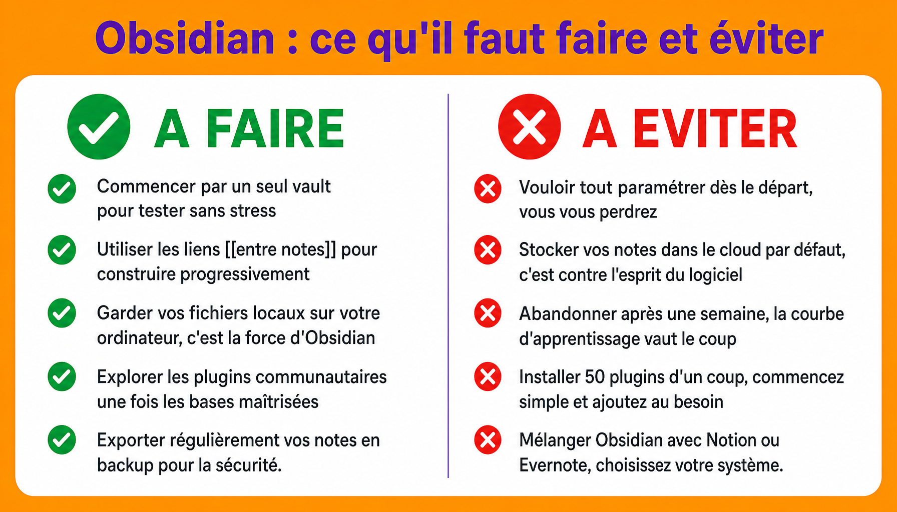 Guide pratique Obsidian pour débuter : bonnes pratiques et erreurs à éviter dans la prise de notes